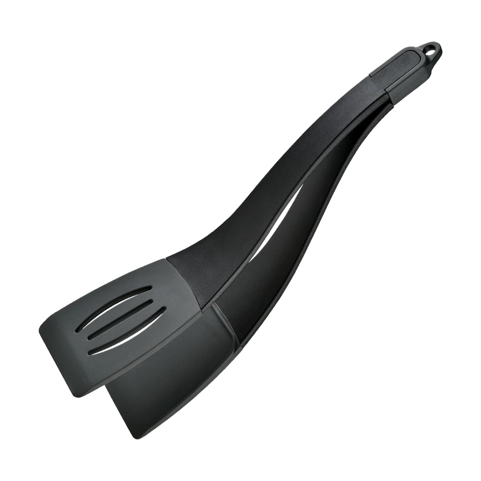 Magideal - Juego De Espátulas Y Pinzas 2 En 1, Espátulas Para Freír Huevos, Resistentes Al Calor, Antiadherentes, Multiusos, Pinzas Para Barbacoa, Espátulas De S Negro Gris