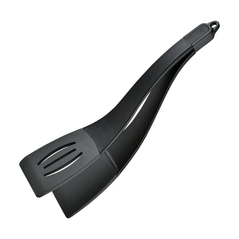 Magideal - Juego De Espátulas Y Pinzas 2 En 1, Espátulas Para Freír Huevos, Resistentes Al Calor, Antiadherentes, Multiusos, Pinzas Para Barbacoa, Espátulas De S Negro Gris