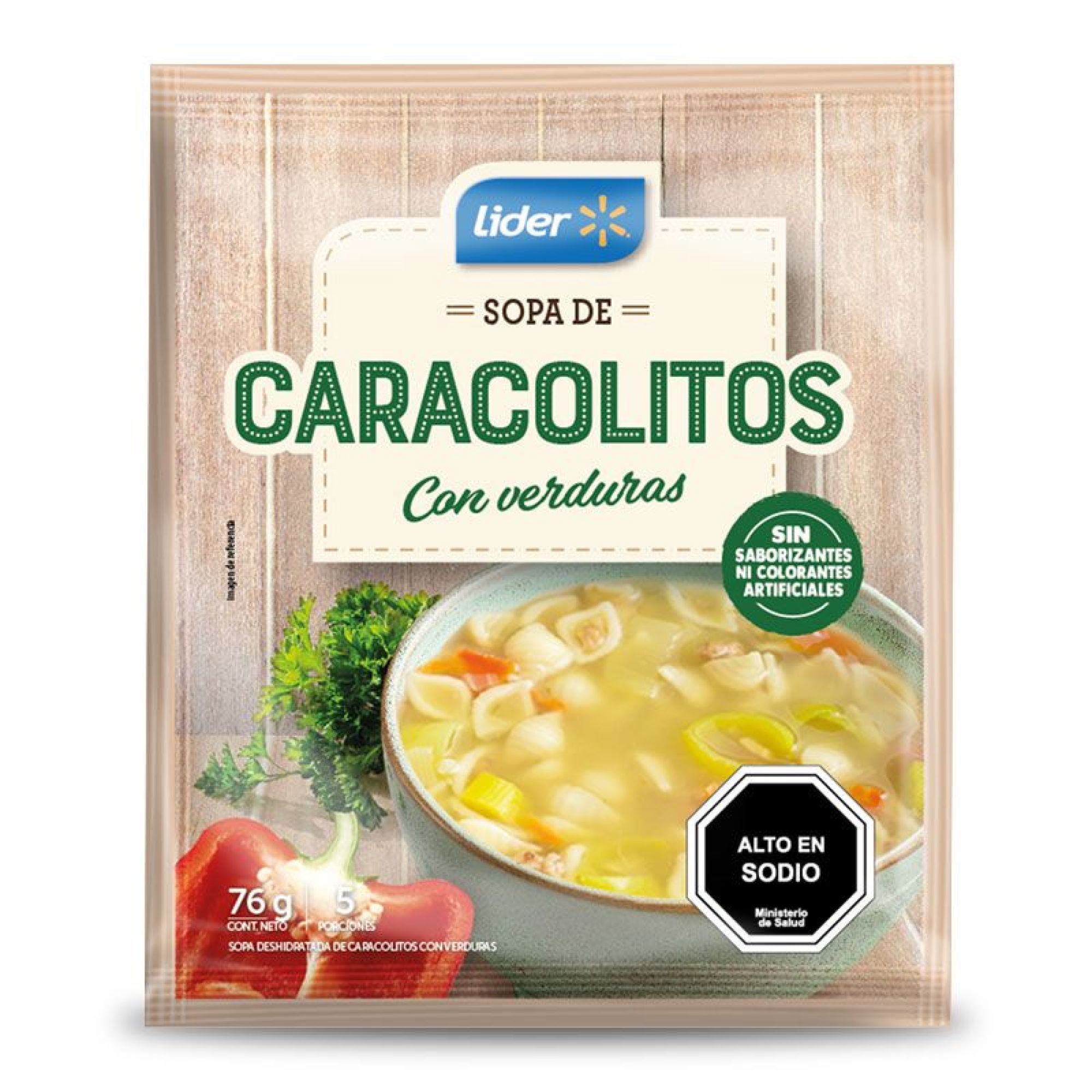 Sopa De Caracolitos Con Verduras (5 Porciones) Sobre 76 g Lider