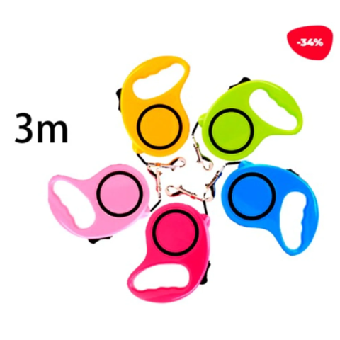 Genérico - Correa Para Mascota Extensible Mosqueton Color Liso 3 M