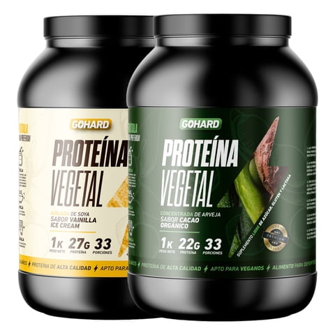 Gohard - Pack Proteinas Vegetales 2Kg Total 66Sv Vainilla -Cacao Orgánico