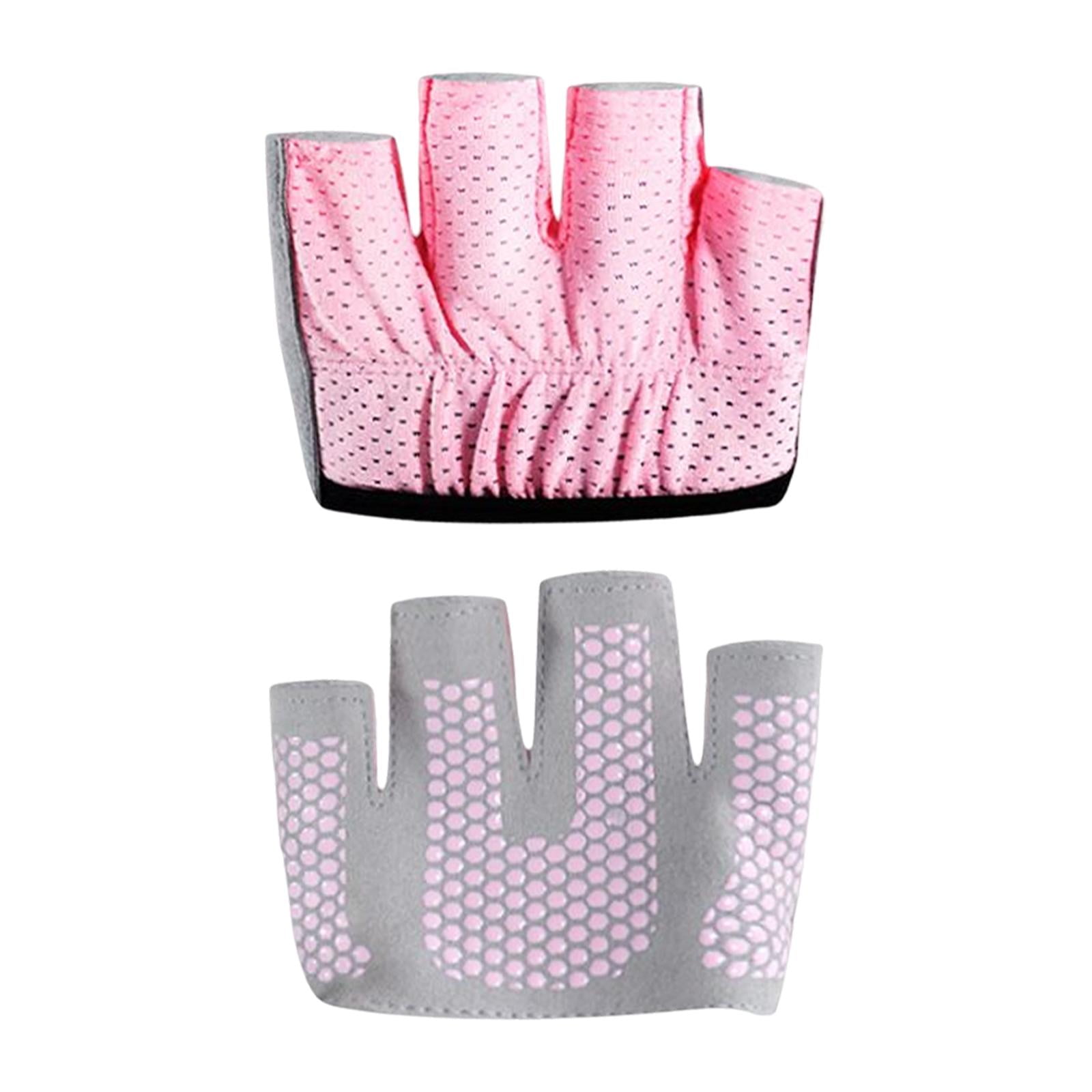Ioensy - Guantes De Medio Dedo Yoga Ejercicio Almohadillas De Agarre Para Ciclismo Ejercicio Pilates M Rosa