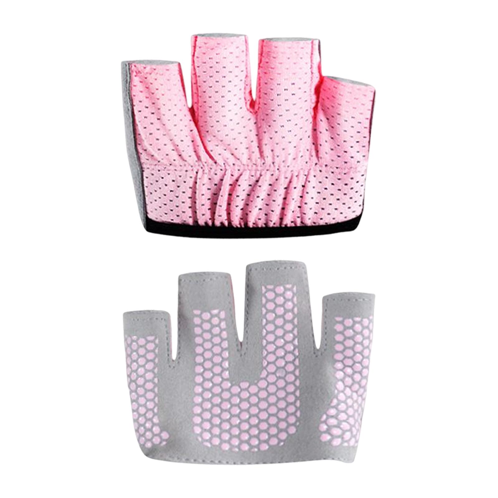 Ioensy - Guantes De Medio Dedo Yoga Ejercicio Almohadillas De Agarre Para Ciclismo Ejercicio Pilates M Rosa