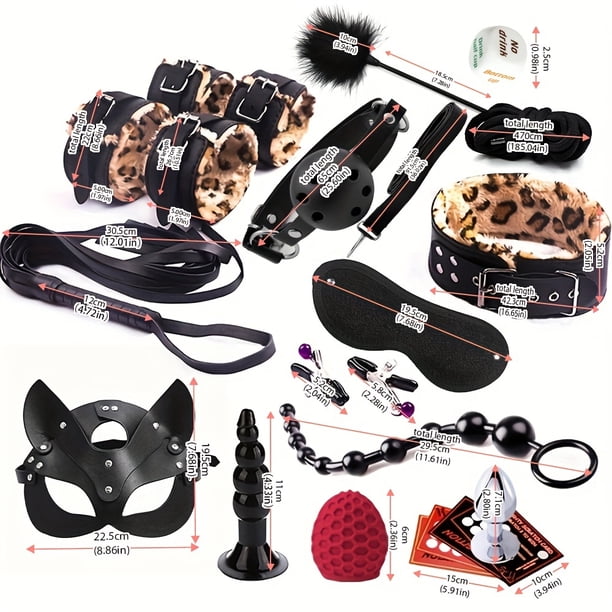 Adult BDSM Kit for Women - Handcuffs, Anal Plug, Vibrator - Sexy Toys for Erotic Sessions