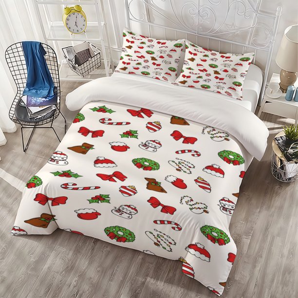 3pcs Christmas Snowman Printed Polyester Bedding Set All-Season Use