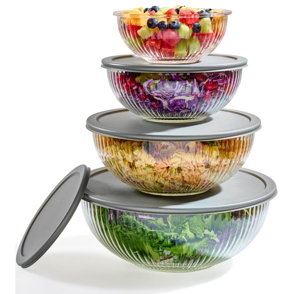Juego de 8 bowls de vidrio Le'raze herméticos y libres de BPA