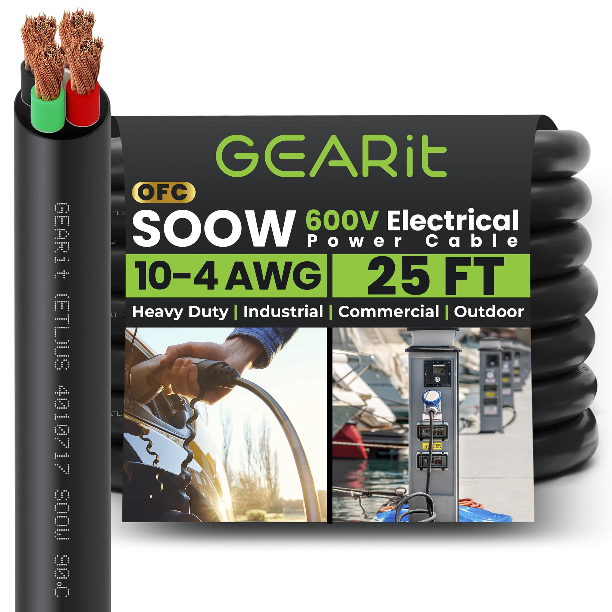 Cable De Alimentación Gearit 7,5 M Calibre 10/4 Soow 600v 4 Conductores