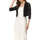 thumbnail image 4 of INSPIRE CHIC Encogimiento de Encaje para Mujeres, Abierto al Frente, Manga 3/4, Floral, Bolero Corto para Oficina de Navidad, Talla XS, Negro, 4 of 6