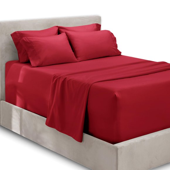 Juego de sábanas Hearth & Harbor Extra Deep Pocket Queen Burgundy