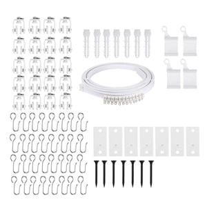 Magideal - Juego De Rieles Para Cortina De Techo Soportes De Montaje Rodillos Ganchos Accesorios De Montaje Para Baño Sala De Estar Balcón Separador De Ambientes , 400Cm
