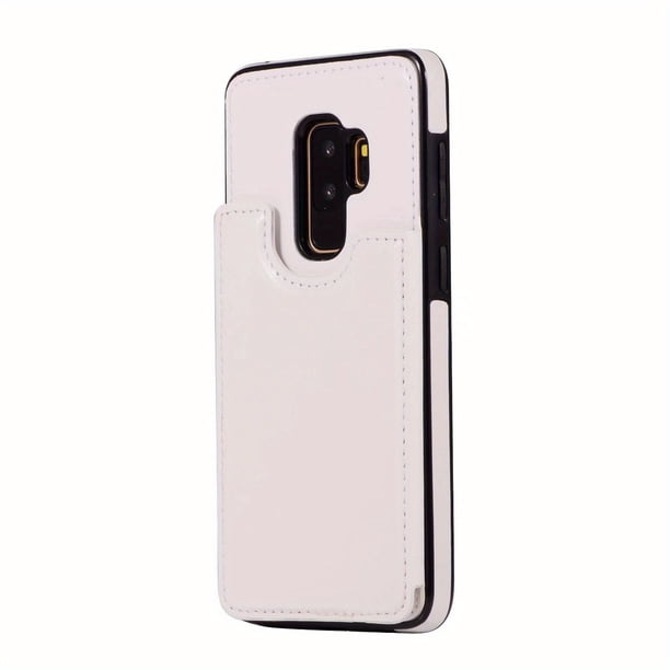 Flip Folio Leather Wallet Protective Case, Card Holder Slots Pockets Back Cover For Samsung S9+