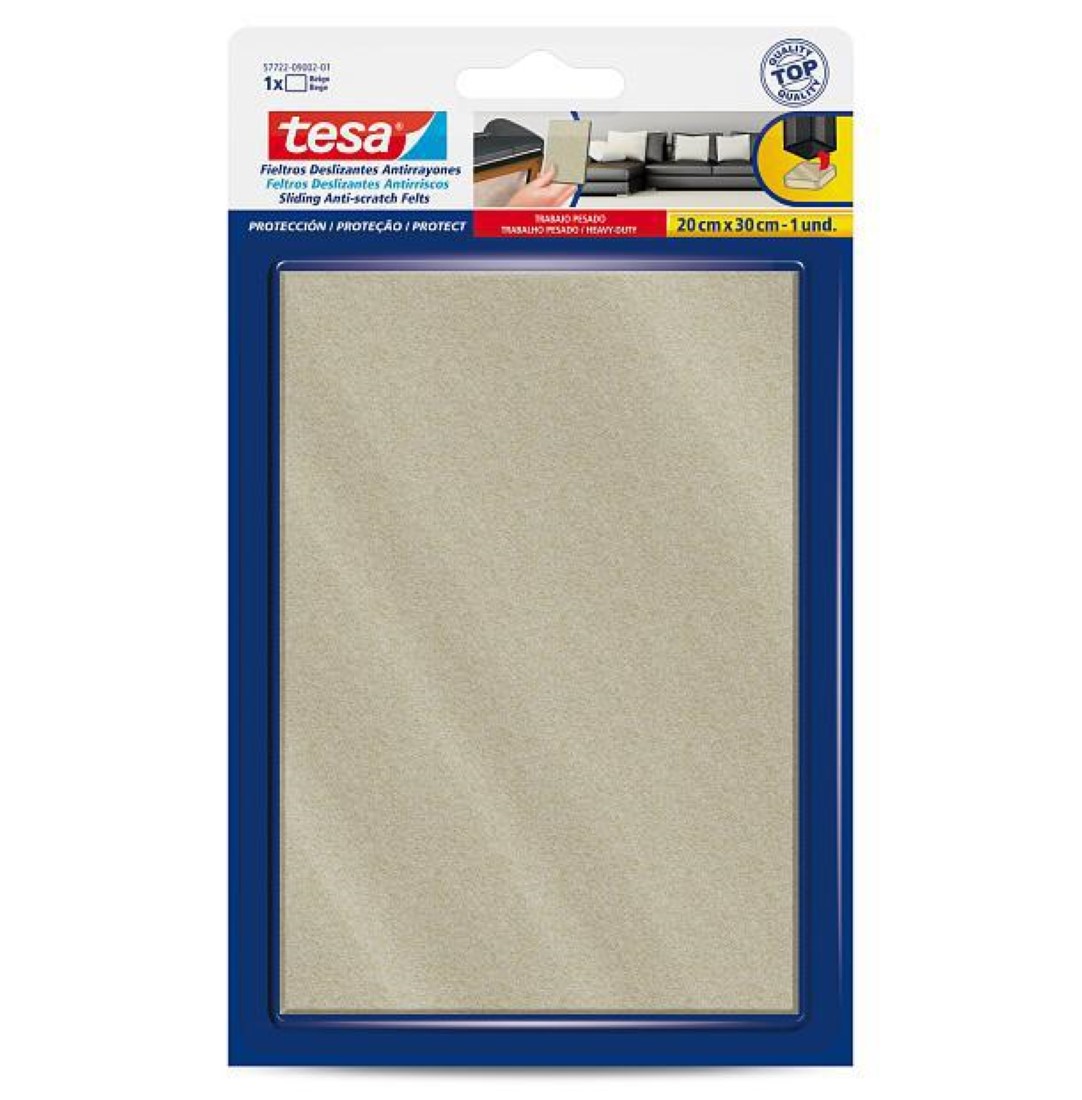 Tesa - Fieltro Anti-Rasguños Uso Pesado Beige 15X20Cm 2 Un