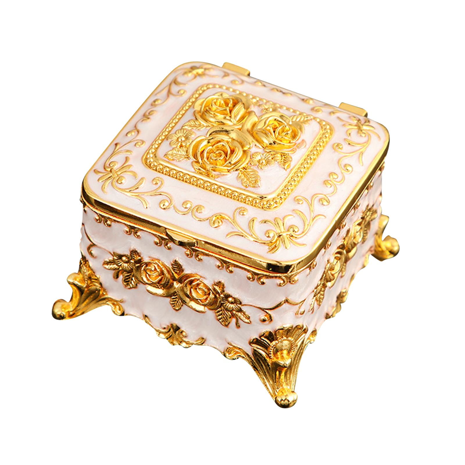 Magideal - Caja De Joyería Vintage, Almacenamiento De Joyas, Caja Organizadora, Joyería Decorada, Caja Decorativa, Caja De Regalo De Recuerdo, Estuche Para Pendi Oro Rosa