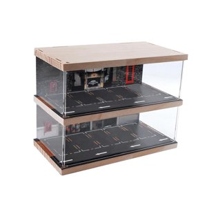 Magideal - Estuche De Exposición De Coche Modelo Fundido A Escala 1/64, Estuche De Exposición Protector De Garaje Para Coche Deportivo, Coche De Aleación, Coches 2 Capas