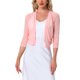 thumbnail image 1 of INSPIRE CHIC Boleros de Malla Transparente para Mujer, Chaquetas de Manga 3/4, Cárdigan Corto Ligero Rosa L, 1 of 6