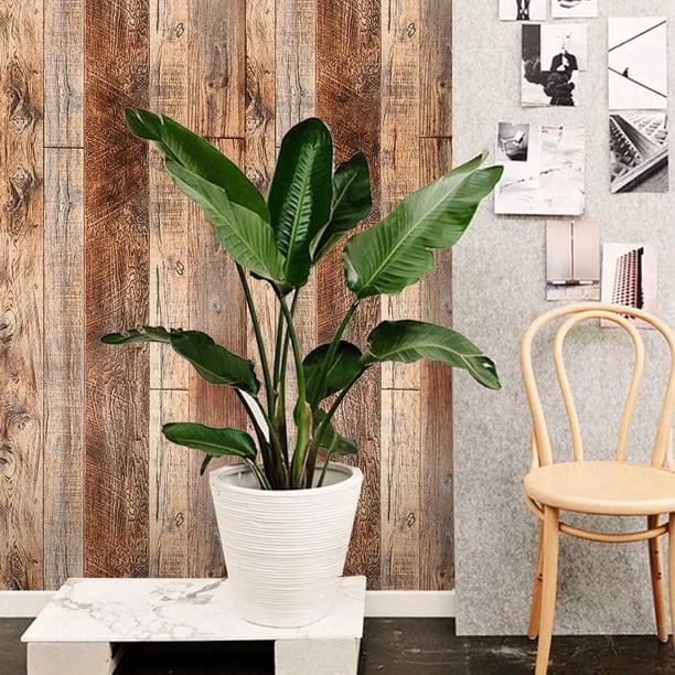 1pc Brown Wood Peel And Stick Wallpaper, 17.8inch * 118.8inch/17.8 Inch * 236inch, Self Adhesive Removable Wood Grain Wallpaper For Wall Covering