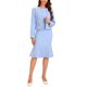 thumbnail image 2 of INSPIRE CHIC Conjuntos de Negocios para Mujeres Vestido Midi Sin Mangas con Cola de Sirena Traje de Maestra para Regreso a Clases Blazer Sin Cuello Conjunto de Vestido de 2 Piezas Azul Claro S, 2 of 6