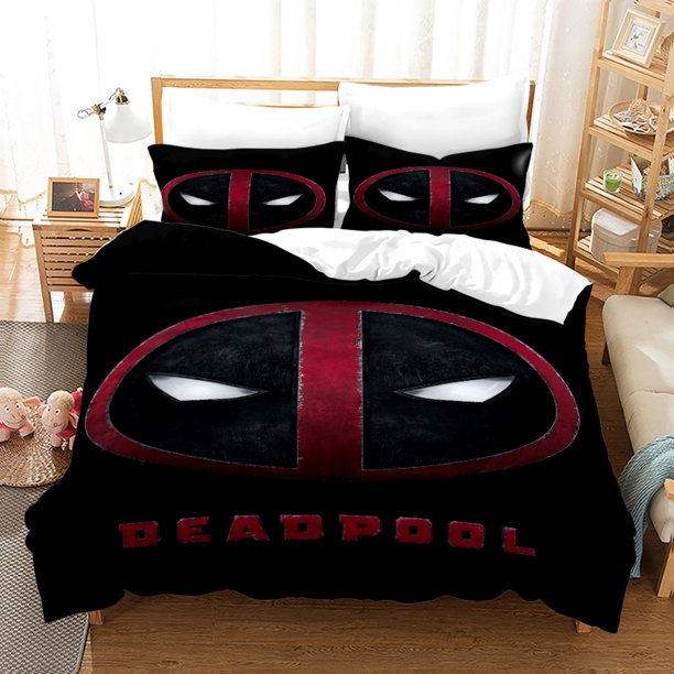 Dead-pool 3 PCS Comforter Set with 2 Pillowcases,Deadpoo-l Bedding Set Sheet Set for Kids Adults,All Season Lightweight