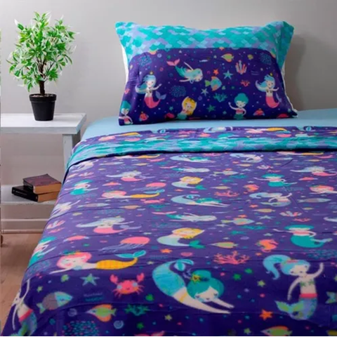 Genérico - Sabanas Infantiles Polar 1.5 Plaza Doral Color Violeta