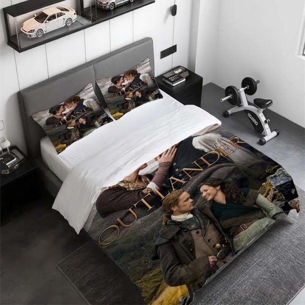3pcs Outlander Poster Theme Printed Bedding Set Soft Duvet Cover and 2 Pillowcases