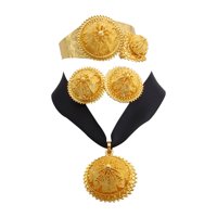 Magideal - Juego De Joyas De 4 Piezas, , Pendientes, Anillo, Pulsera, Excelente Artesanía, Moda Para Boda, Día De San Valentín, Aniversario De Boda Nupcial Negro