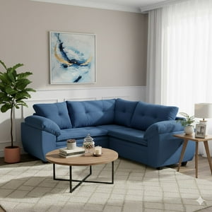 Deco Outlet - Sofá Seccional Liverpool 3.2 Tela Azul