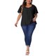 thumbnail image 2 of Agnes Orinda Blusa de Chifón de Verano con Cuello en V, Hombro Fruncido y Mangas con Volantes para Mujer de Talla Grande 1X Negro, 2 of 6