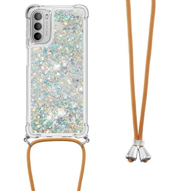 Funda FOXDOCK para Motorola Moto G 5G 2022 con Cuerda Ajustable, Brillo Líquido, Protección Antigolpes y Lente – Ideal para Regalo