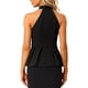 thumbnail image 3 of INSPIRE CHIC Blusa Peplum sin Mangas de Verano para Mujer con Cuello Halter y Pliegues, Talla L, Negro, 3 of 6
