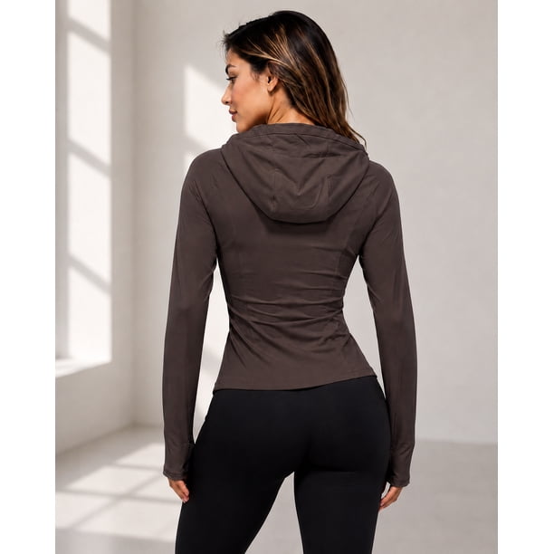 Chaqueta Deportiva Mujer Ajustada Capucha Bolsillos Gym Fitness