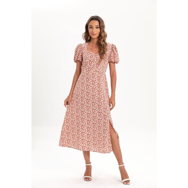 Vestido Verano Largo Mujer Floral Manga Corta 272