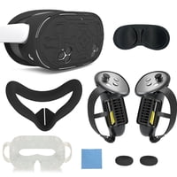 Genérico - Kit De Accesorios 7 En 1 Para El Casco De Realidad Virtual Meta Quest 3: Empuñaduras Para El Mando, Correa De Mano, Funda Facial De Silicona Y Juego De Protectores De Lente.-Negro