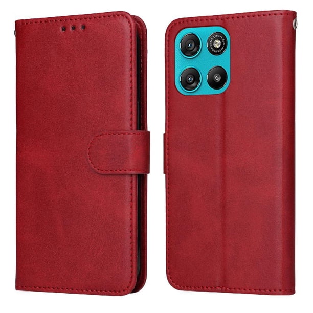 Funda Billetera para Motorola Moto G57/G57 Power con Porta Tarjetas y Soporte Ajustable Rojo