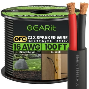 Cable De Altavoz Gearit 16/2, Calibre 16 Awg, 30 M, Para Entierro En Exteriores