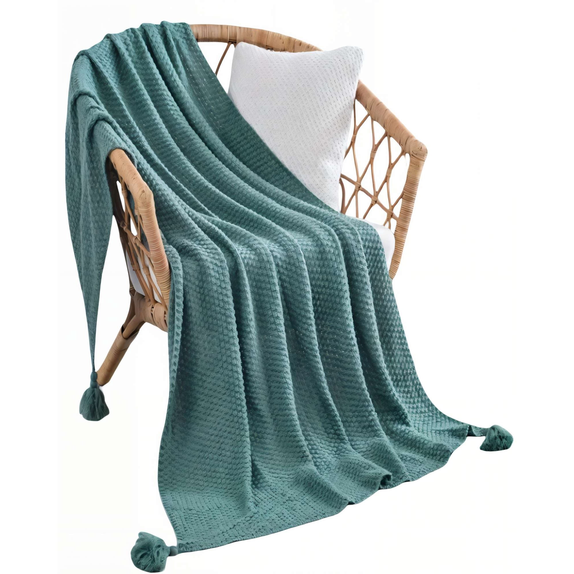 Genérico - Manta De Sofá Con Flecos De Soga 130cmx180cm Color Azul