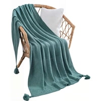 Genérico - Manta De Sofá Con Flecos De Soga 130Cmx180Cm Color Azul