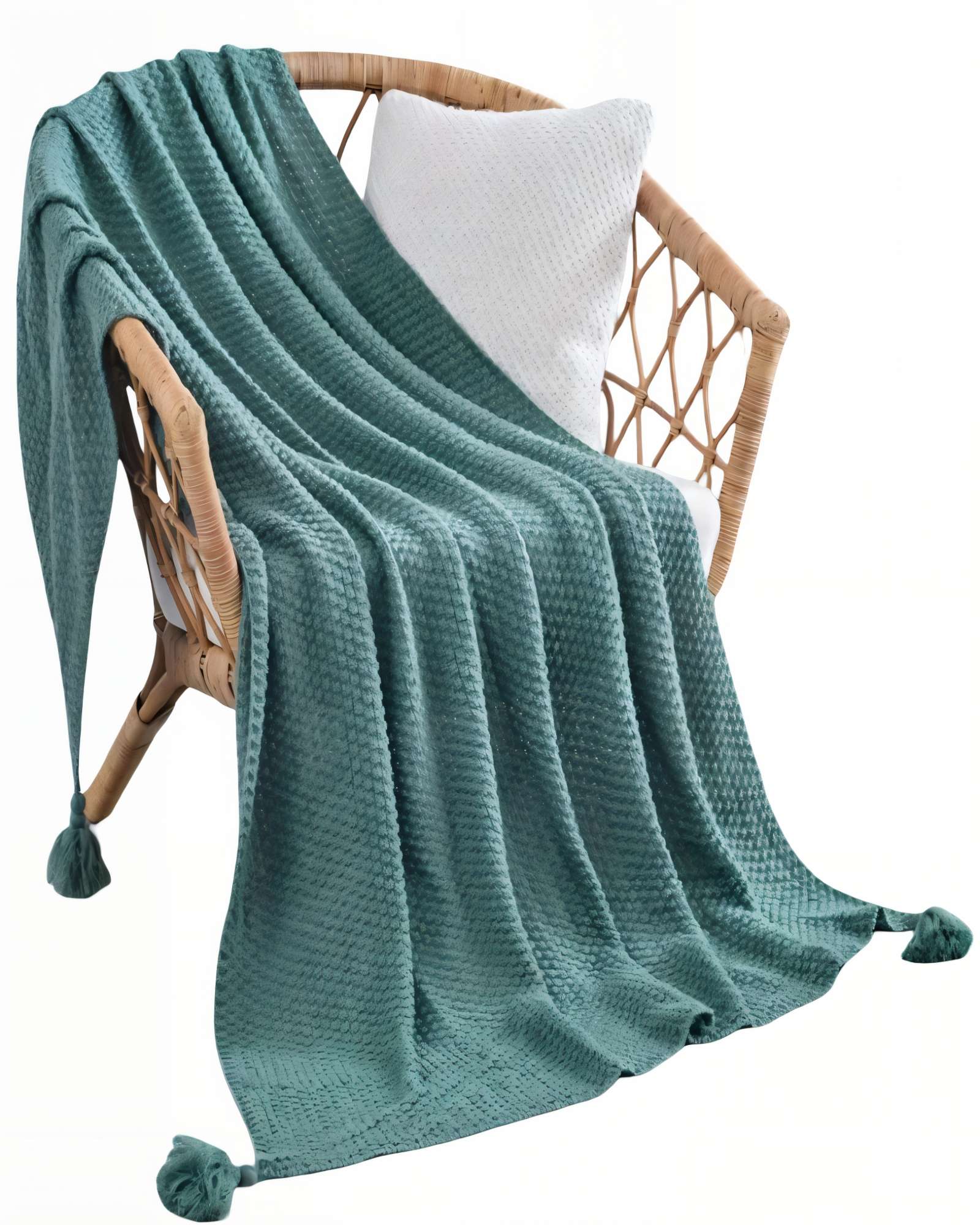 Genérico - Manta De Sofá Con Flecos De Soga 130Cmx180Cm Color Azul