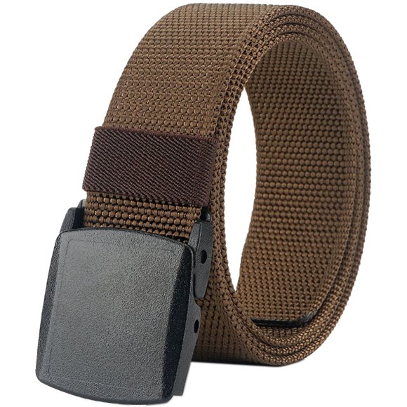 Cinturón de nailon para hombre, con hebilla de plástico, transpirable, para trabajo y deportes, 130cm, Marrón