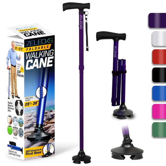 Bastón de caminar ZELECKS, autoportante, ajustable y plegable