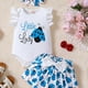 thumbnail image 1 of 3pcs Baby Girls "Little Lady" Ladybug Print Cute Ruffled Sleeves Onesie & Skirt & Headband, Baby Summer Clothes Sets, 1 of 5