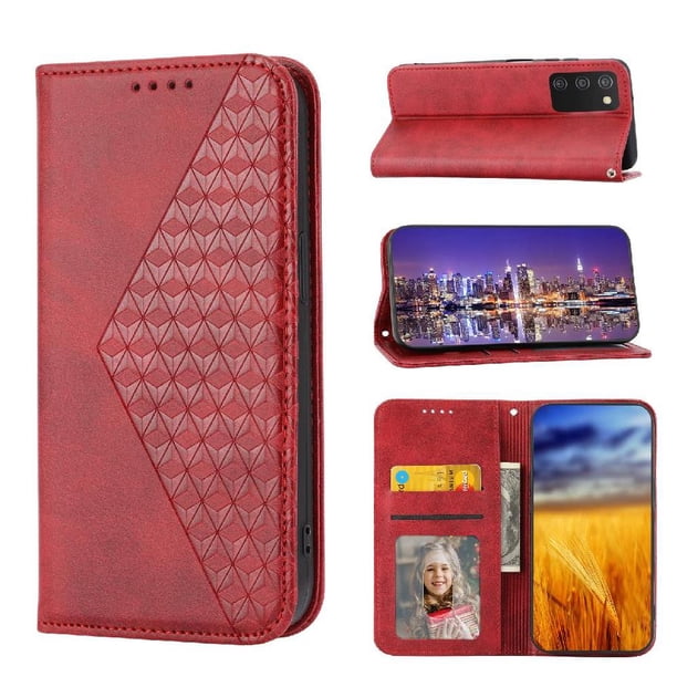 Funda Flip FOXDOCK para OPPO A57 2022 , Estilo Billetera con Diseño Rombo, Correa de Mano y Soporte, Uso Diario
