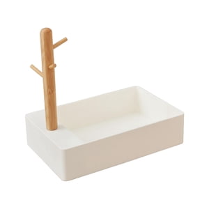 Magideal - Bandeja De Almacenamiento Con Gancho De Rama, Llaves Cuadradas, Almacenamiento De Dulces, Soporte Para Presentación De Joyería, Caja De Almacenamiento Blanco