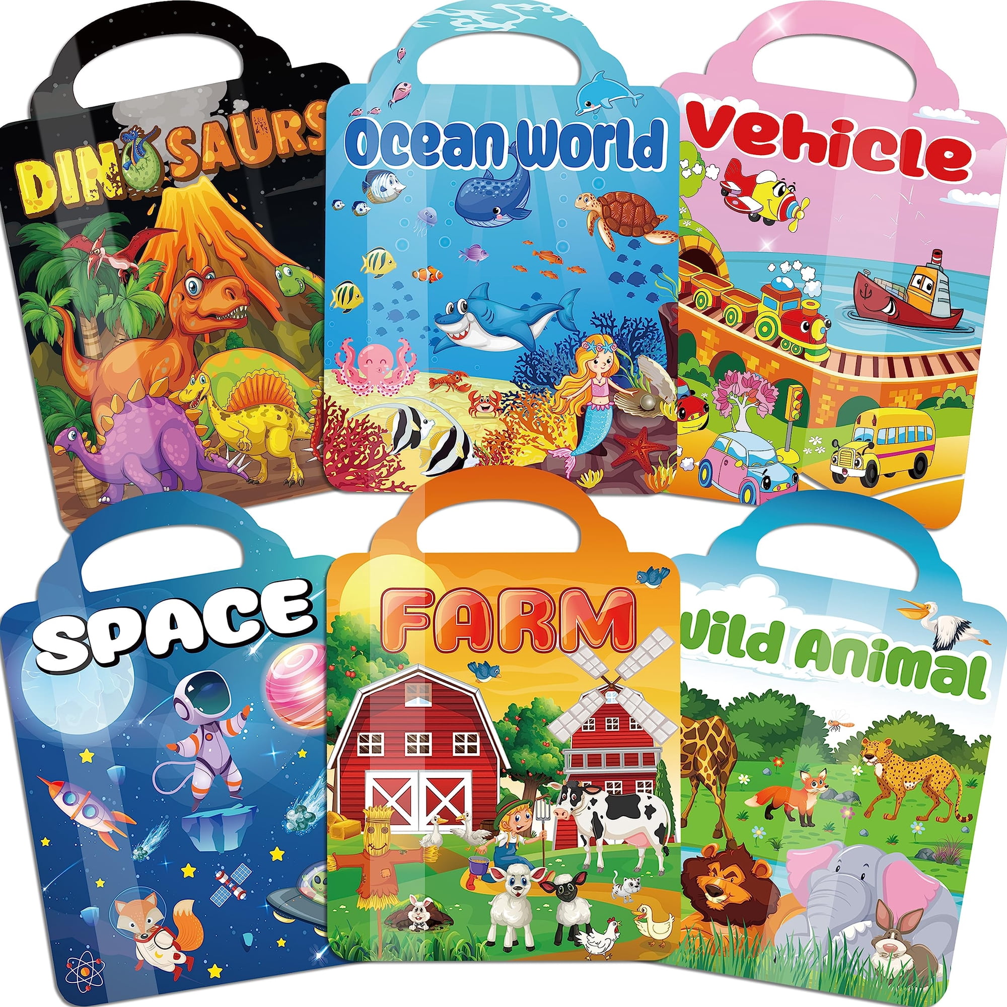 Juego De 6 Libros Con Pegatinas Puffy Kalysky Para Niños De 2 A 4 Años