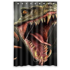 Pinghai - Cortina De Ducha Con Diseño De Dibujos Animados De Jurassic World, Juego De Cortina De Baño Con Ganchos, Tamaño 48 X 72 Pulgadas