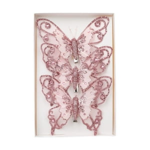 Genérico - 3X Adornos De Mariposas Para Árbol De Navidad, Para Festivales, Coronas, Salas De Estar, Color Rosa
