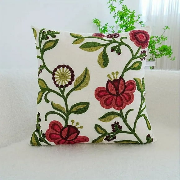 Funda Cojín Bordada 45x45 Cm Enredadera