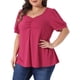thumbnail image 4 of Agnes Orinda Blusas de Mujer Tallas Grandes Cuello Corazón Manga Corta Abullonada Camisas Plisadas Verano Casual 3X Rojo Rosado, 4 of 6