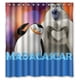 thumbnail image 1 of Cortina de ducha con diseño de dibujos animados de los pingüinos de Madagascar, juego de cortina de baño con ganchos, tamaño 66 x 72 pulgadas, 1 of 3