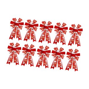 Magideal - 10 Lazos De Cinta Navideños Para Decoración De Árboles De Navidad, Lazos De Corona De Navidad Hechos A Mano Para Bolsas De Golosinas, Cumpleaños, Día