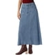 thumbnail image 1 of INSPIRE CHIC Falda Maxi Casual de Mezclilla para Mujeres de Cintura Alta con Panel Acampanado Larga en Azul Claro, 1 of 6